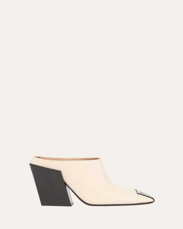 Okinawa Mixed Leather Square-Toe Mules